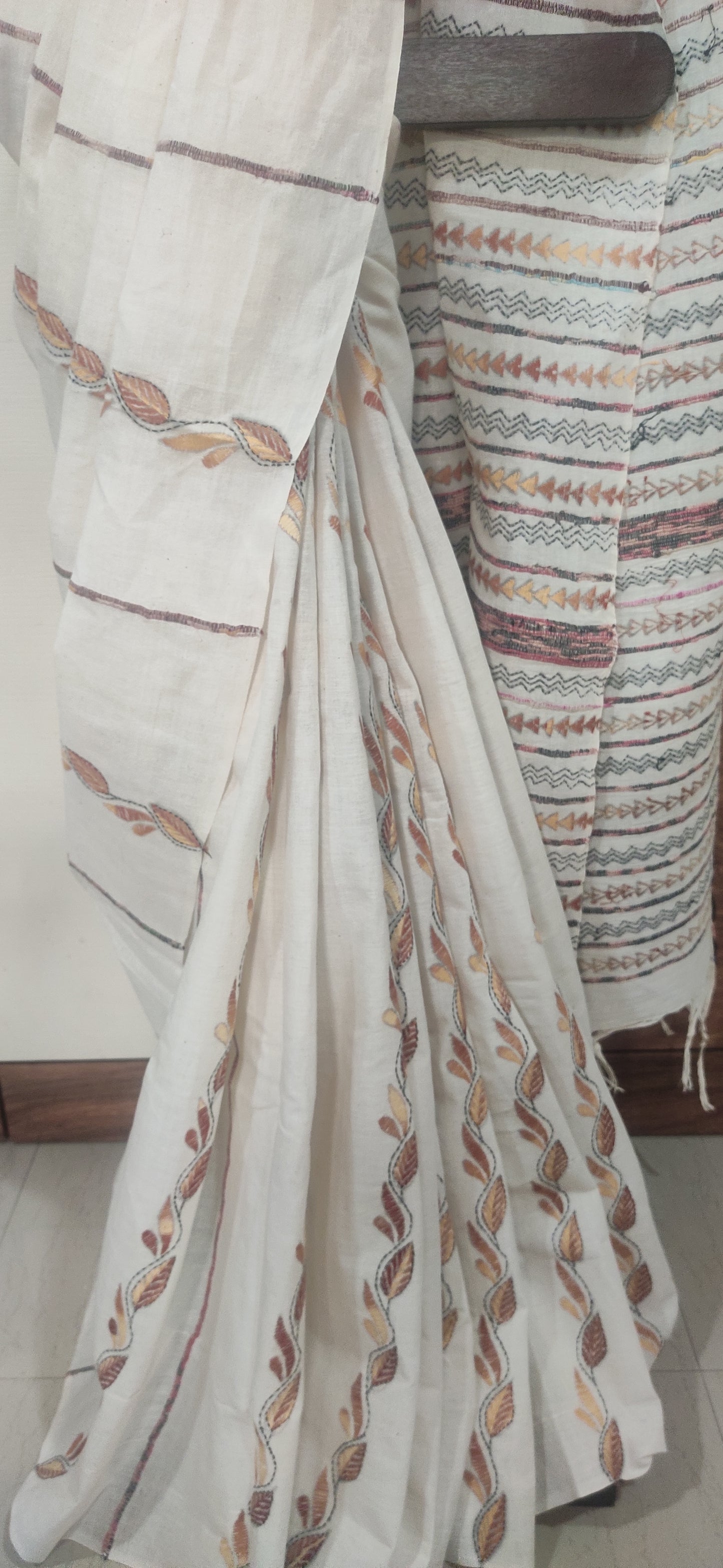 Katha – Ivory Kantha Khesh Cotton Saree