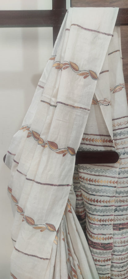Katha – Ivory Kantha Khesh Cotton Saree