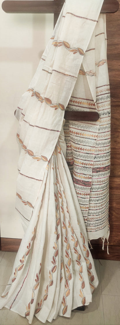 Katha – Ivory Kantha Khesh Cotton Saree