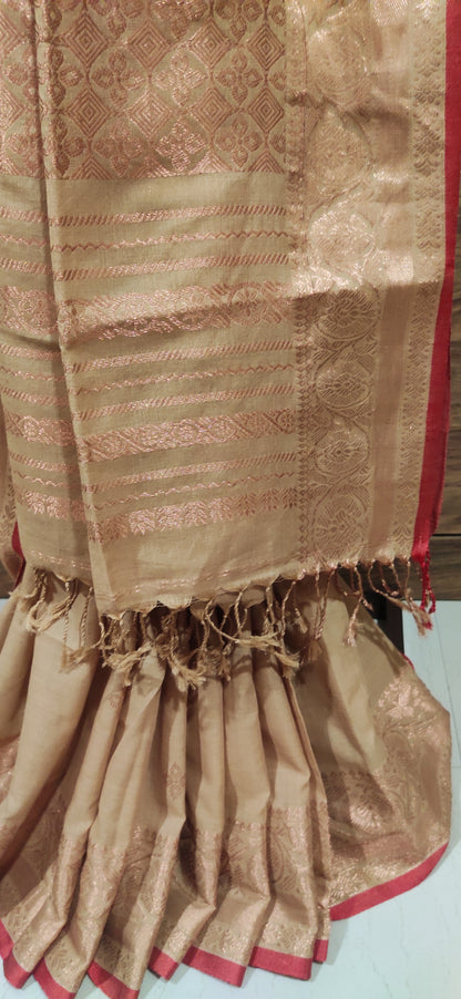 Aarohini – Sandal Copper Classic Cotton  Handloom Saree