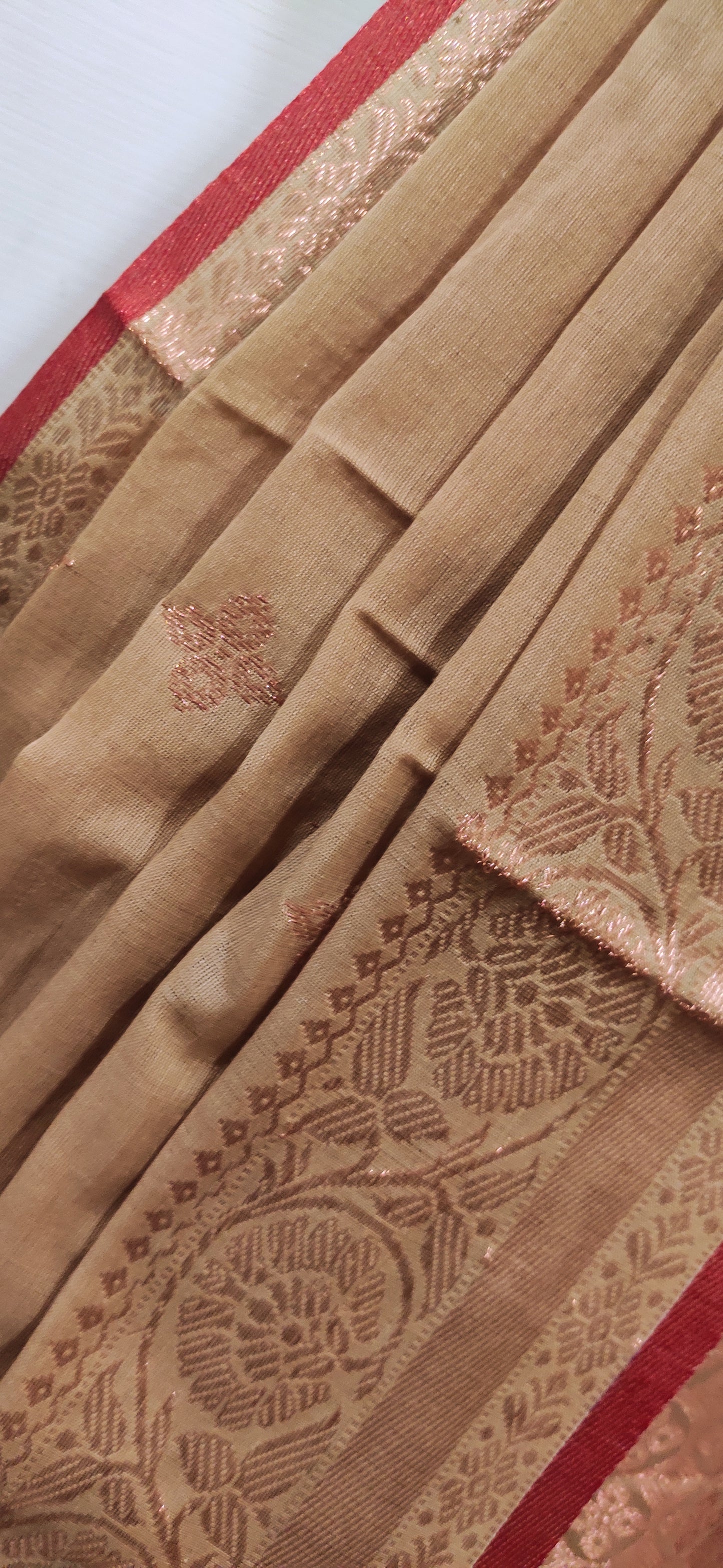 Aarohini – Sandal Copper Classic Cotton  Handloom Saree