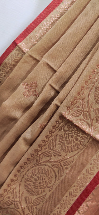 Aarohini – Sandal Copper Classic Cotton  Handloom Saree