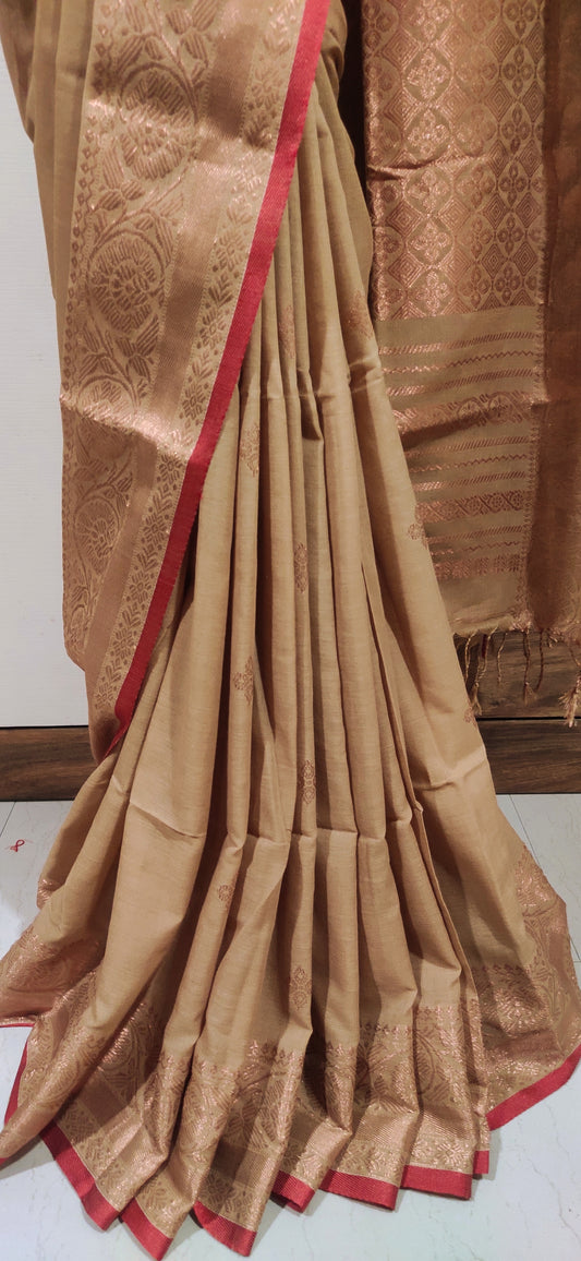 Aarohini – Sandal Copper Classic Cotton  Handloom Saree