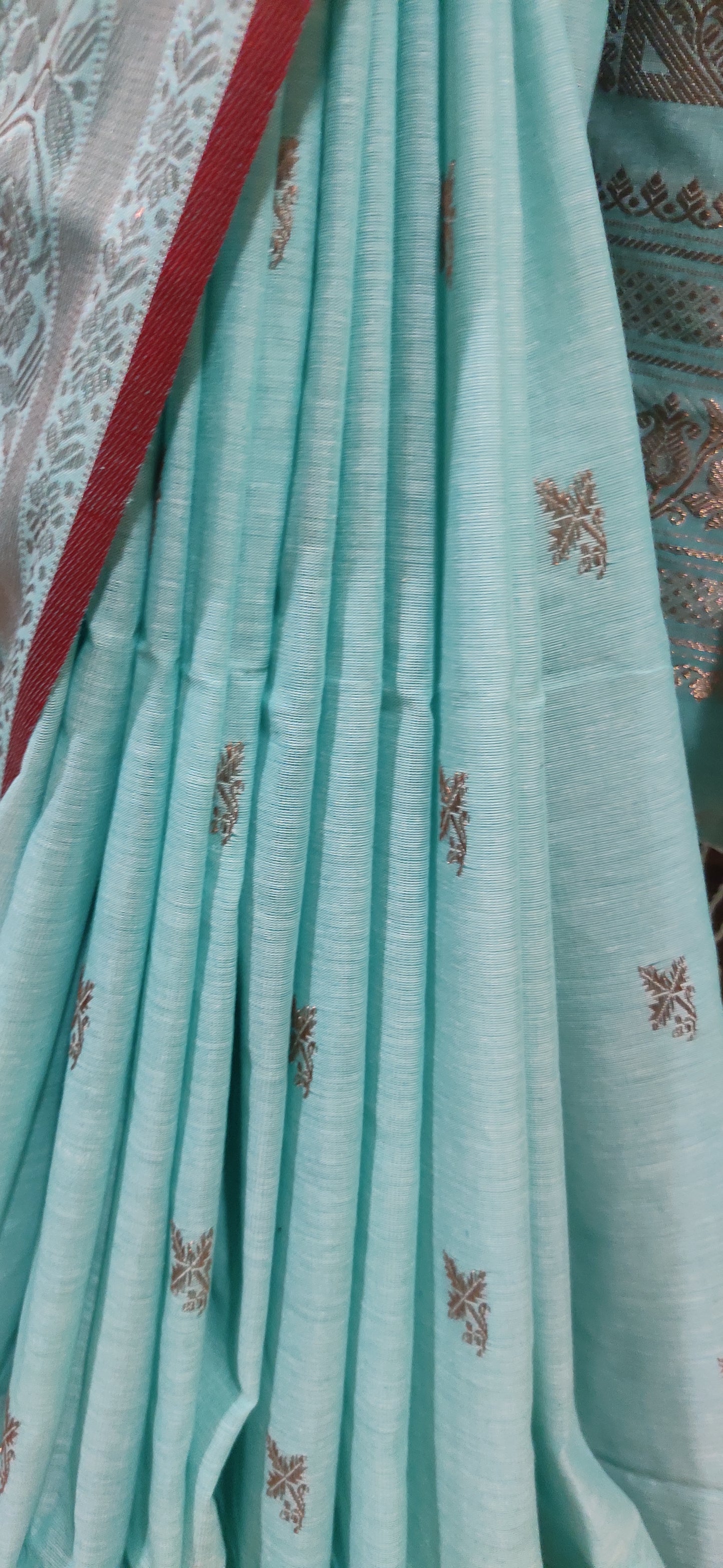 Aarohini – Sky Copper Charm Rich Cotton Handloom Saree