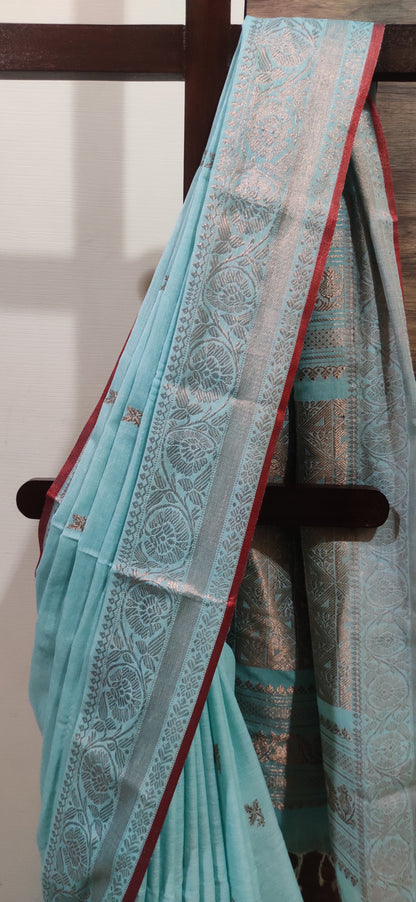 Aarohini – Sky Copper Charm Rich Cotton Handloom Saree