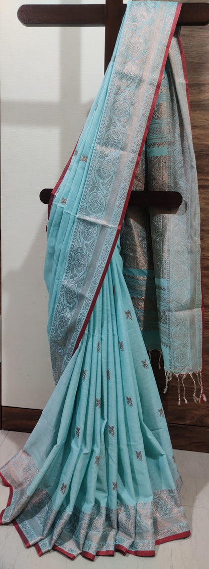 Aarohini – Sky Copper Charm Rich Cotton Handloom Saree