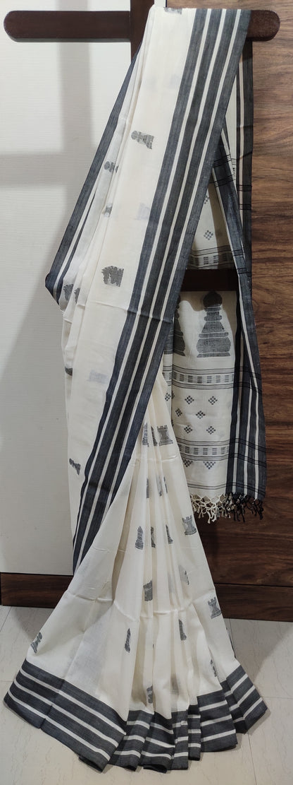 Devika – Shwet Rekha Cotton Handloom Saree