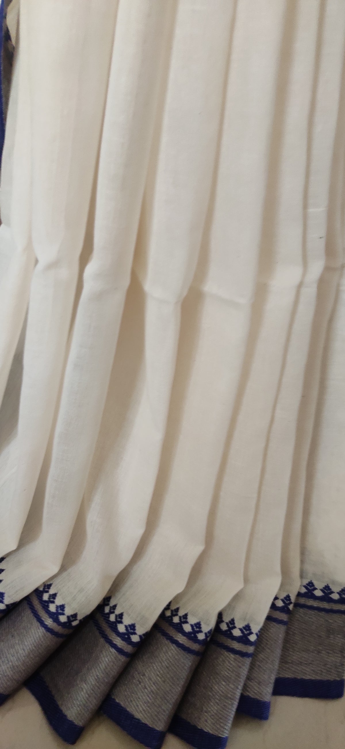 Shubhra – Ivory Blue Soft Cotton Saree