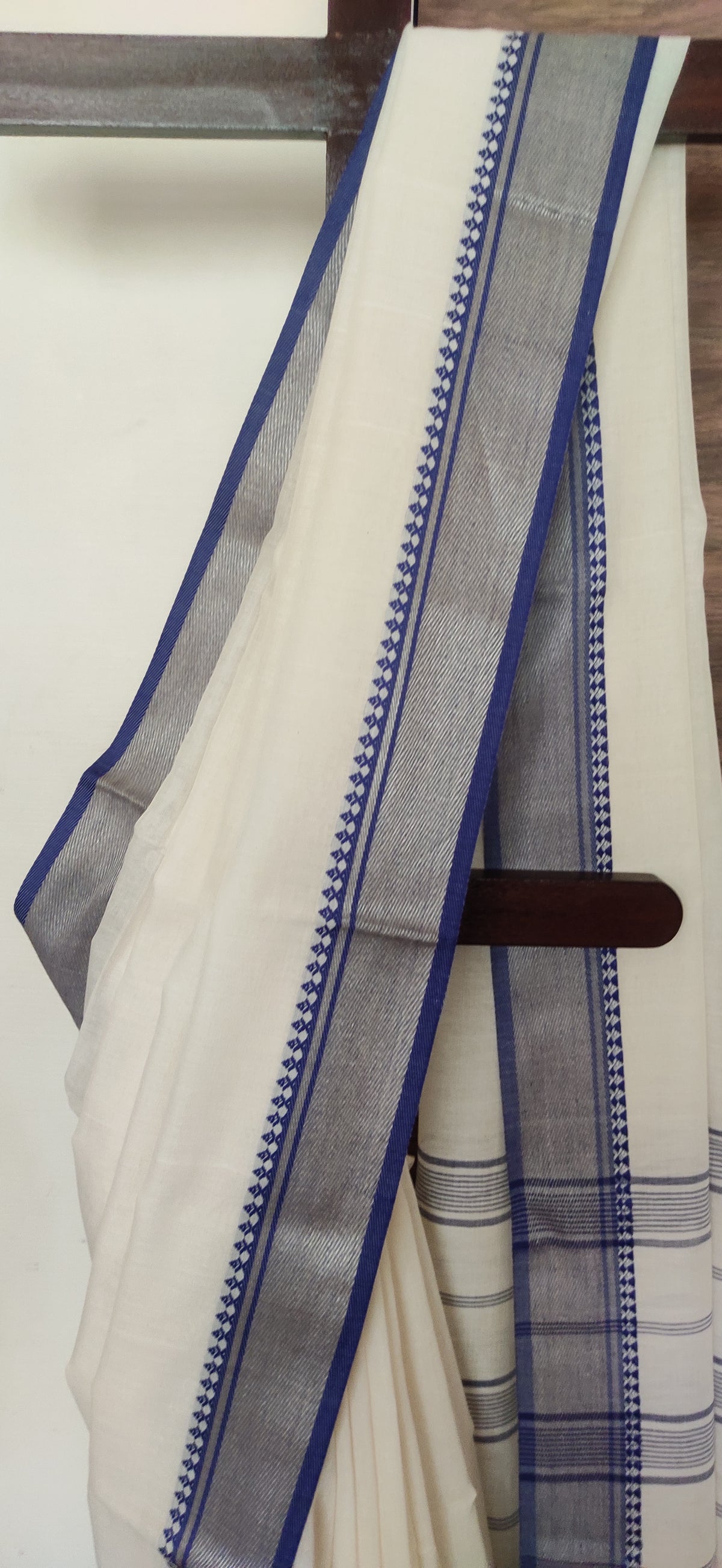 Shubhra – Ivory Blue Soft Cotton Saree