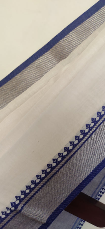 Shubhra – Ivory Blue Soft Cotton Saree