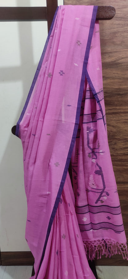 Varnika – Gulabi Rekha Pure Muslin Cotton handloom Jamdani