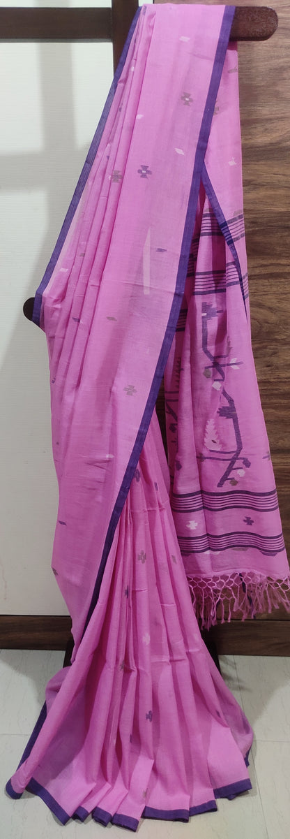 Varnika – Gulabi Rekha Pure Muslin Cotton handloom Jamdani