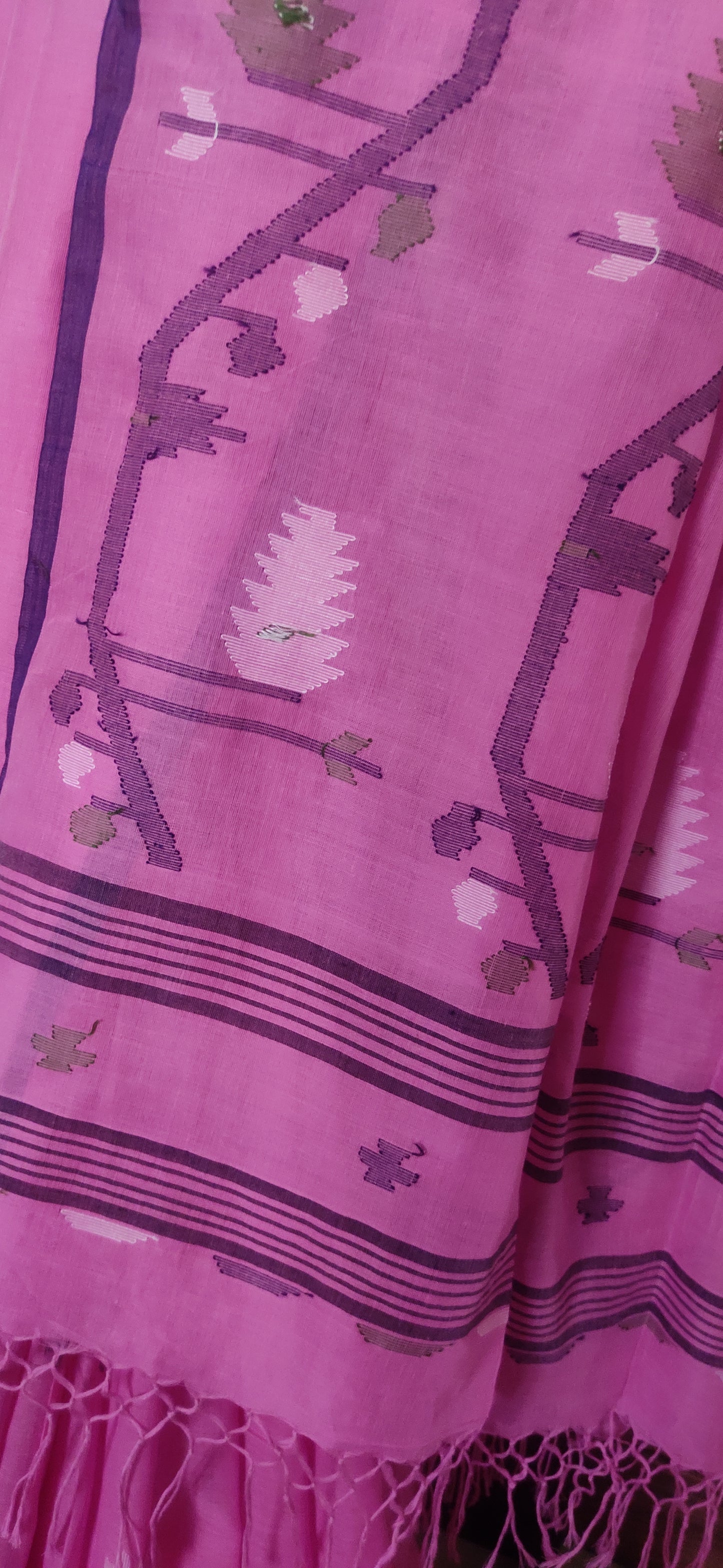 Varnika – Gulabi Rekha Pure Muslin Cotton handloom Jamdani