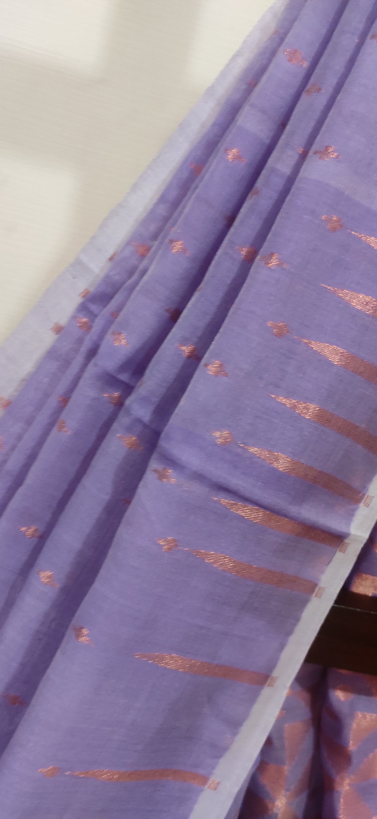 Jamdani Inspired Purple Silk Cotton Copper Zari Worked handloom Saree