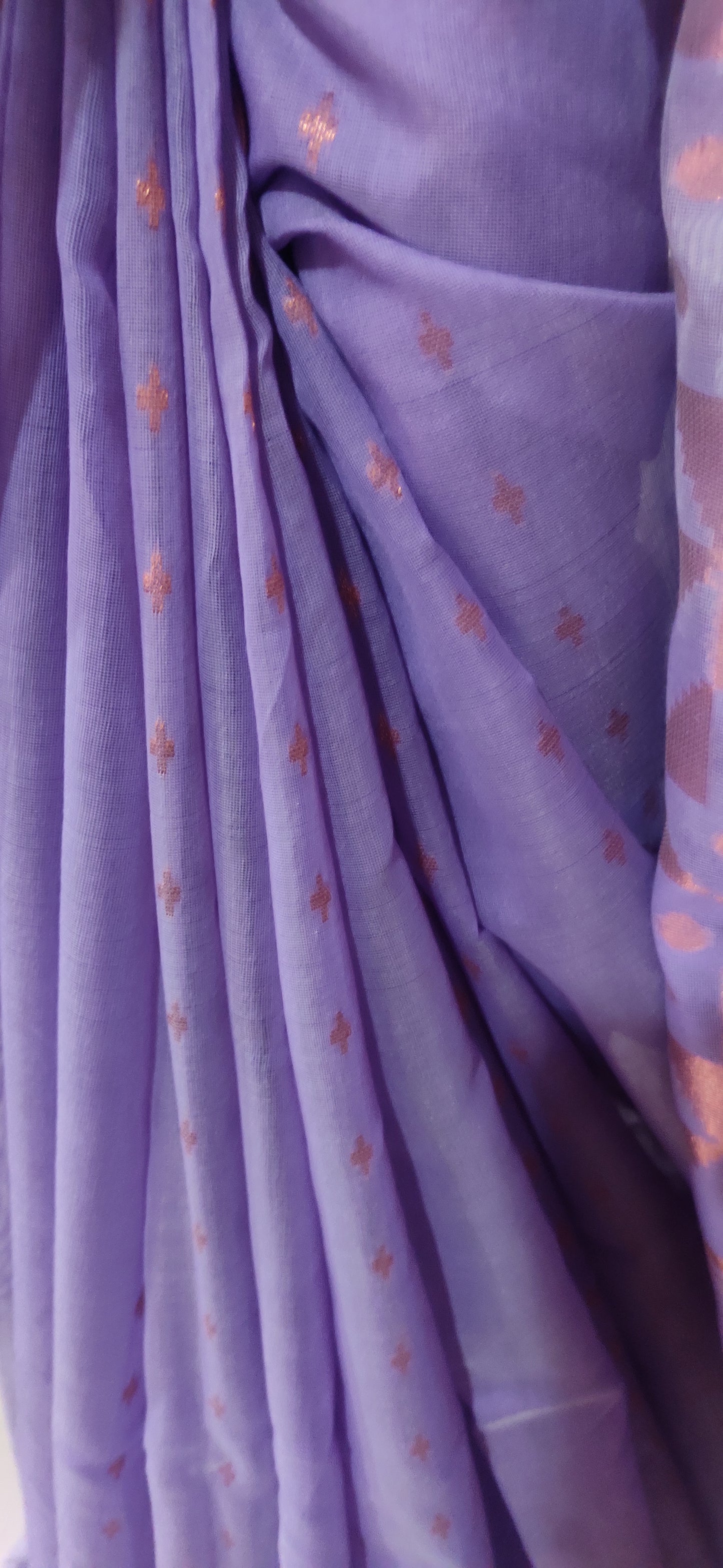 Jamdani Inspired Purple Silk Cotton Copper Zari Worked handloom Saree