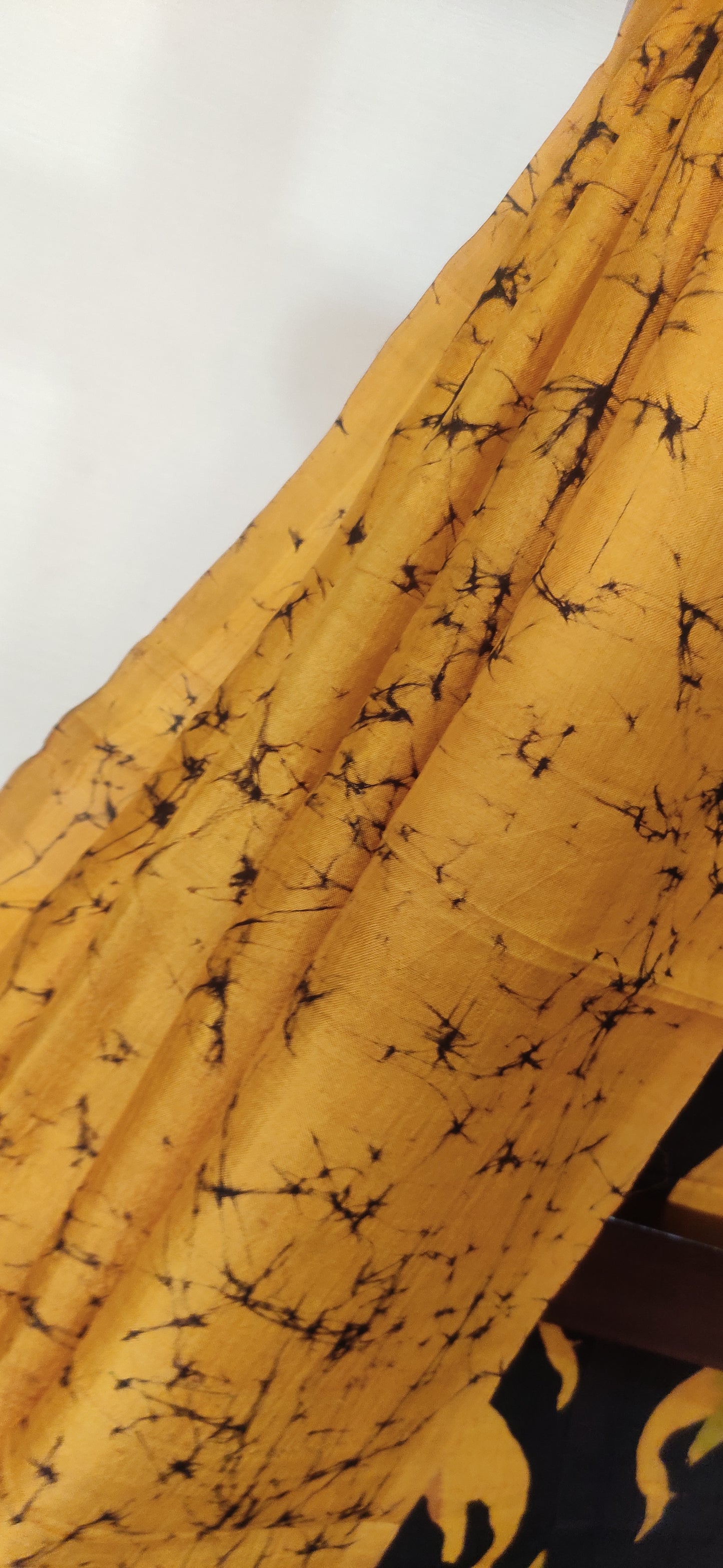 Mustard Yellow Hand Batik Pure Silk Saree
