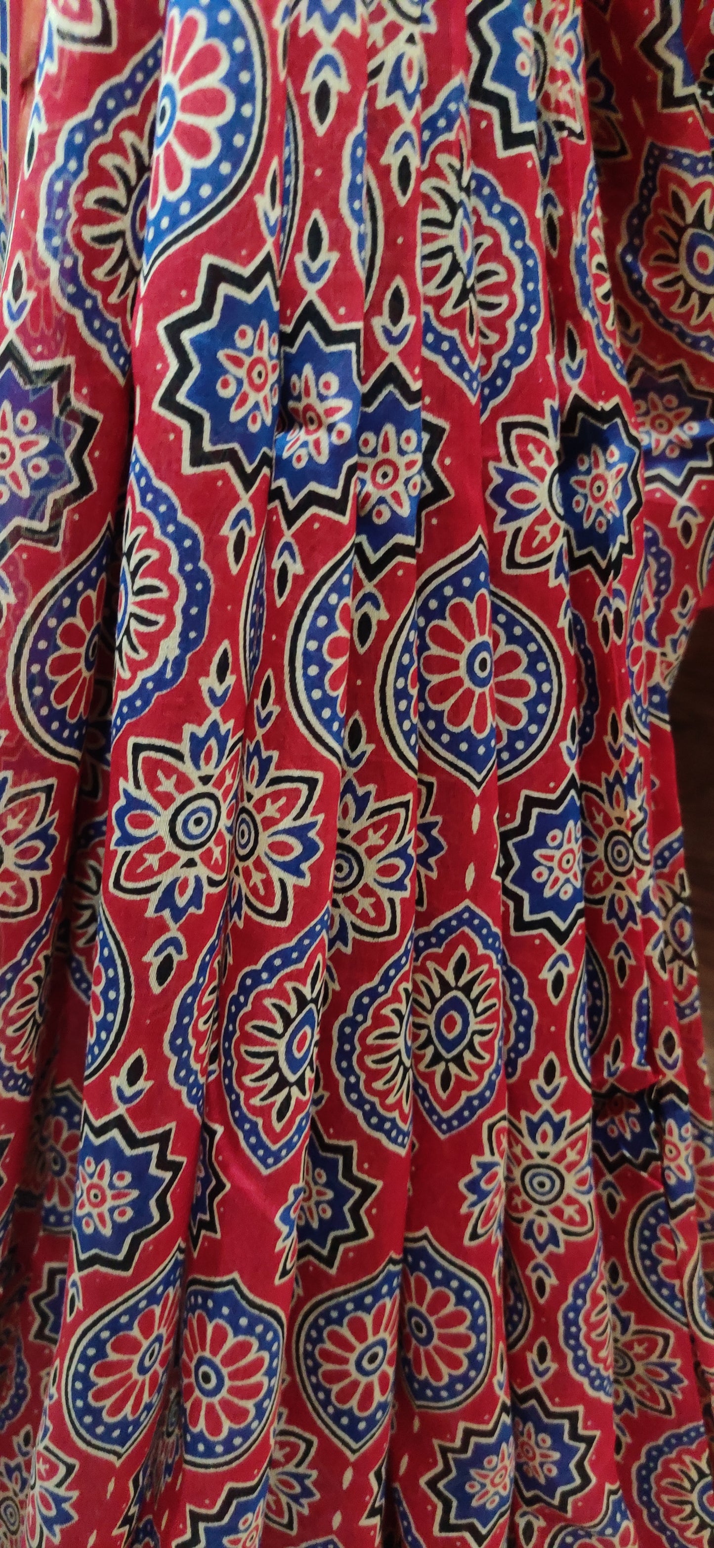 Red Chanderi Silk Cotton Hand Block Printed  Saree