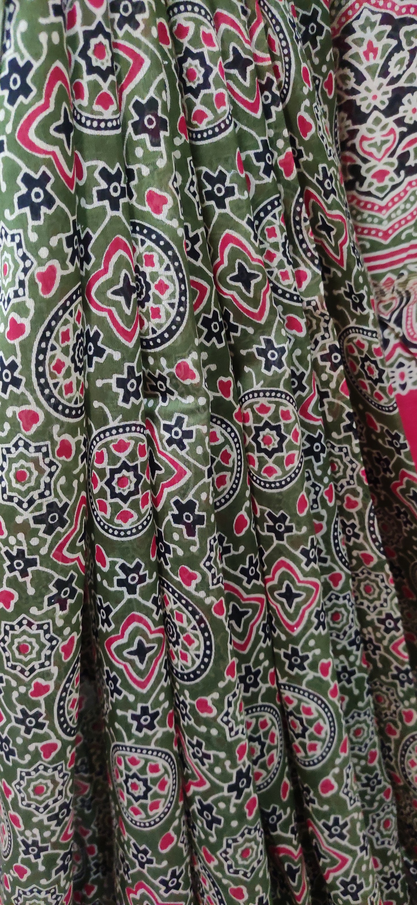 Green Chanderi Silk Cotton Hand Block Printed  Saree