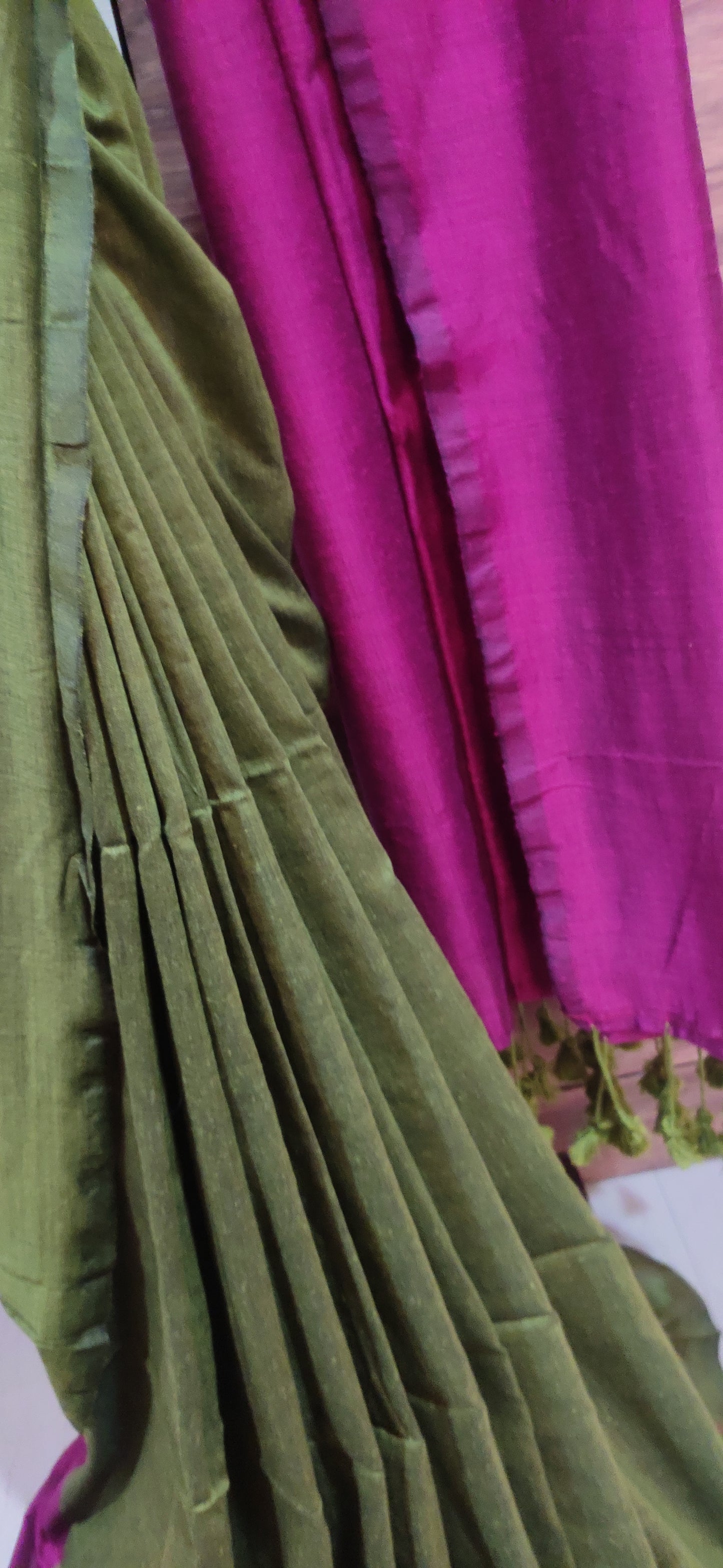 Plain body with contrast pallu Soft viscose cotton Saree