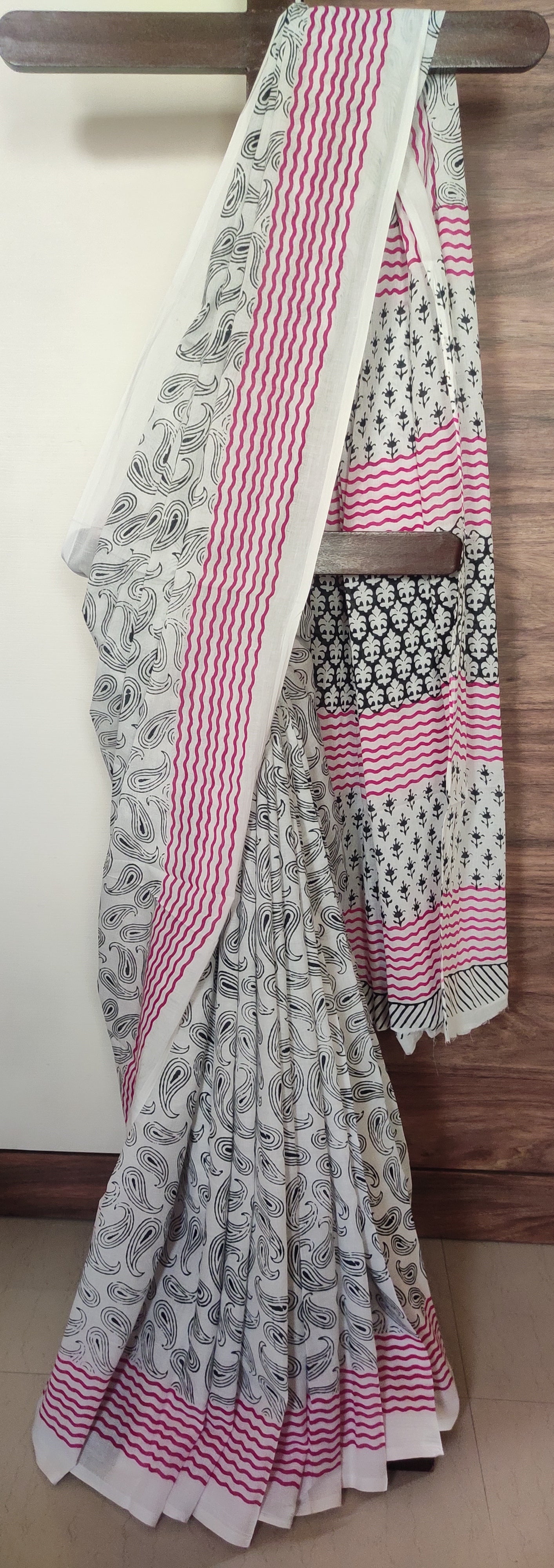 Floral Hand Block Printed Soft cotton Saree