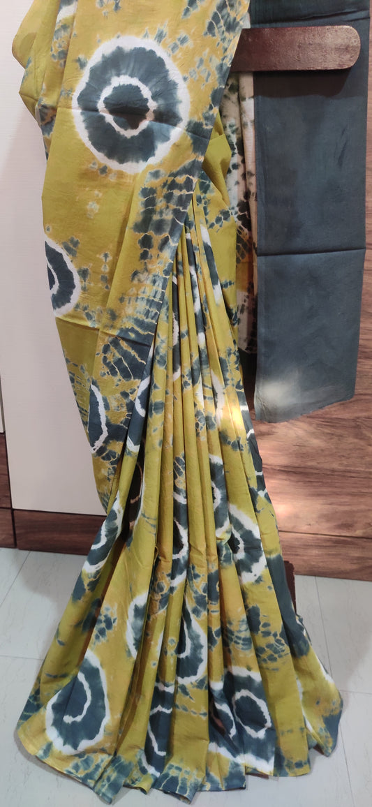 Bandhani Block Printed Soft cotton Saree