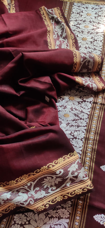Aarika – Deep Maroon Rich Cotton Saree