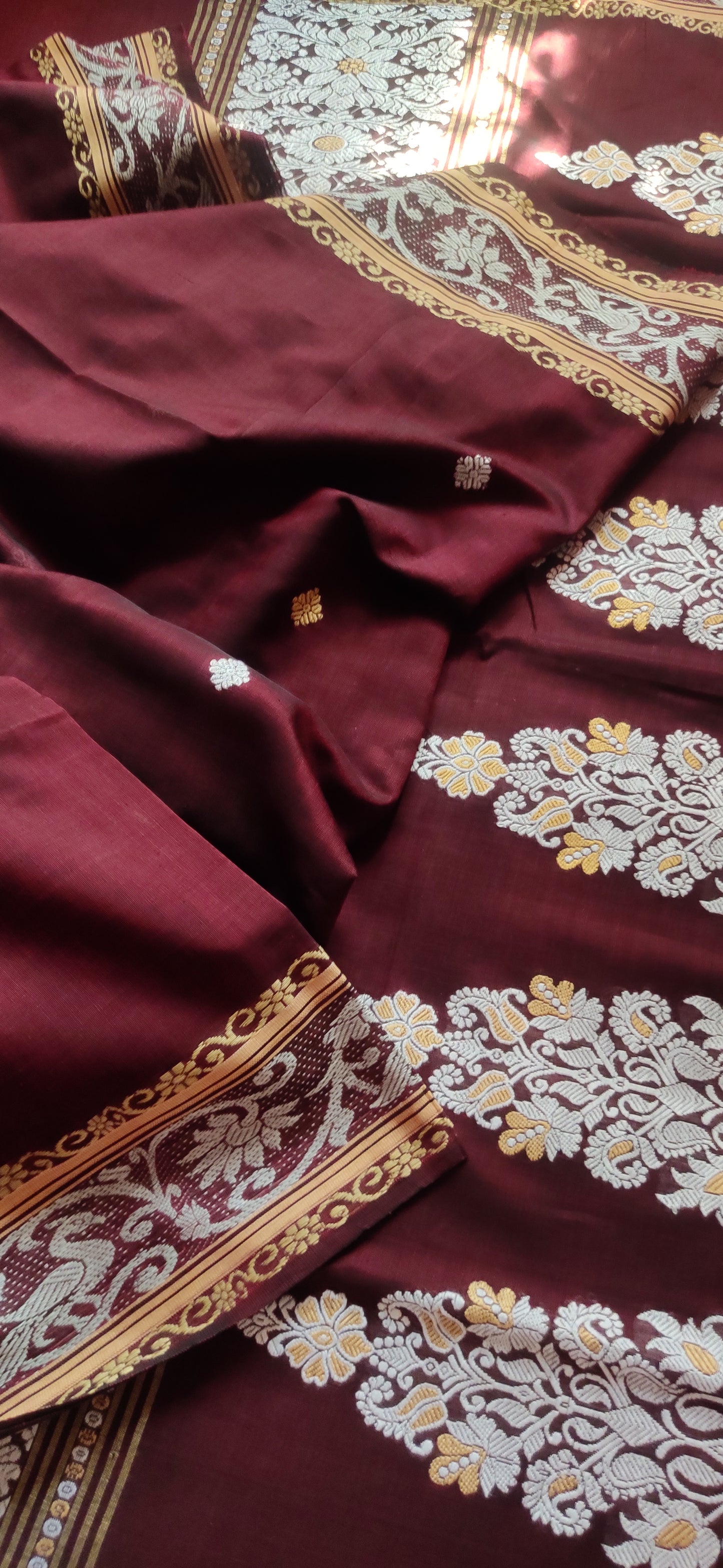 Aarika – Deep Maroon Rich Cotton Saree
