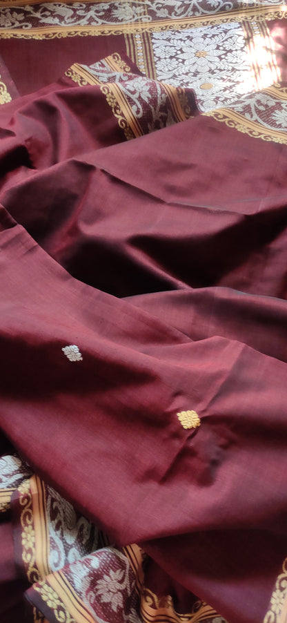 Aarika – Deep Maroon Rich Cotton Saree