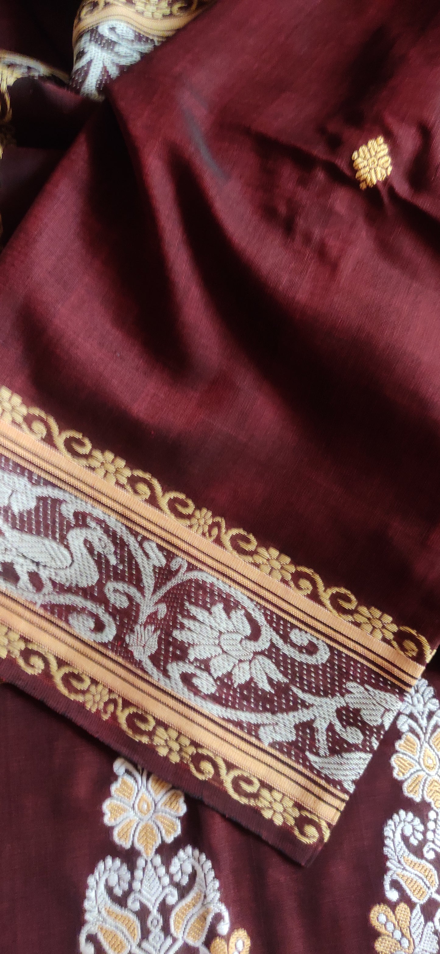Aarika – Deep Maroon Rich Cotton Saree