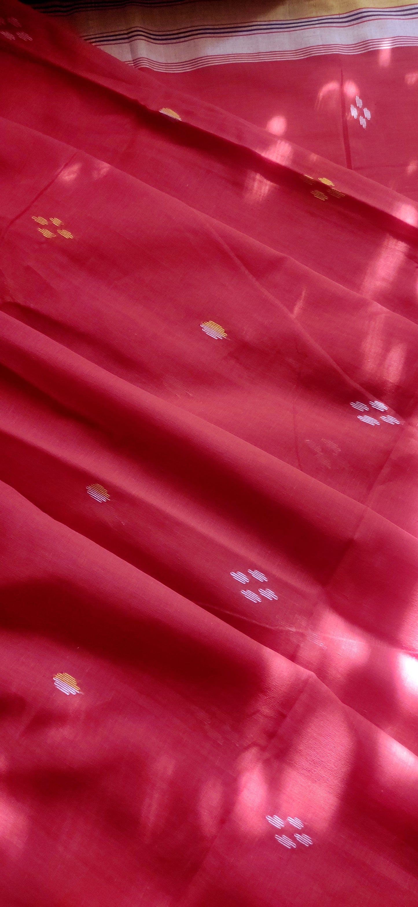 Rekhashree – Kumkum Red Handloom Khadi Cotton Saree