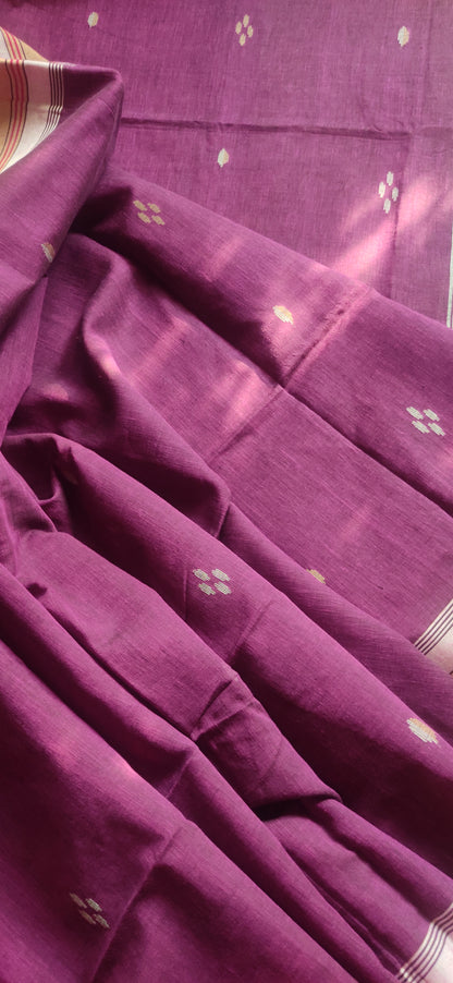 Rekhashree – Wine Purple Handloom Khadi Cotton Saree