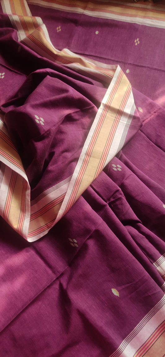 Rekhashree – Wine Purple Handloom Khadi Cotton Saree