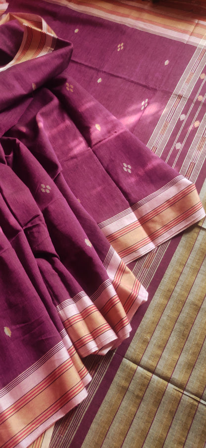 Rekhashree – Wine Purple Handloom Khadi Cotton Saree