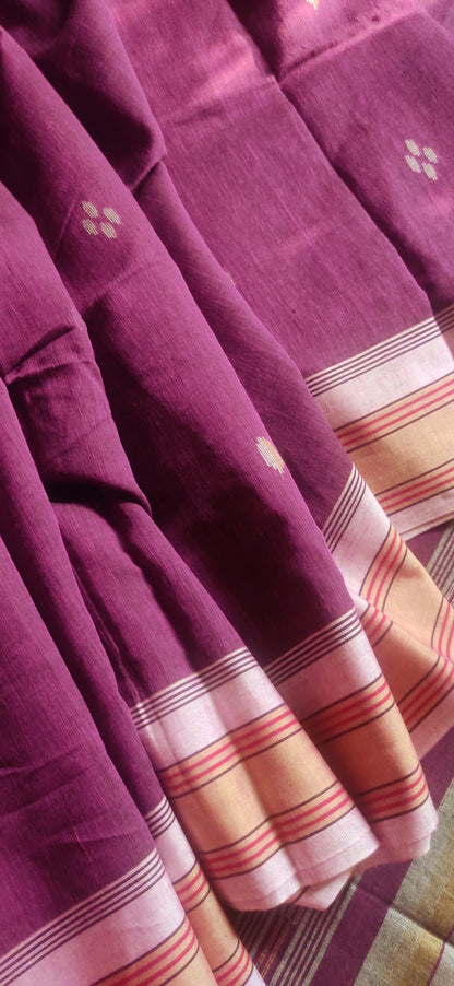 Rekhashree – Wine Purple Handloom Khadi Cotton Saree