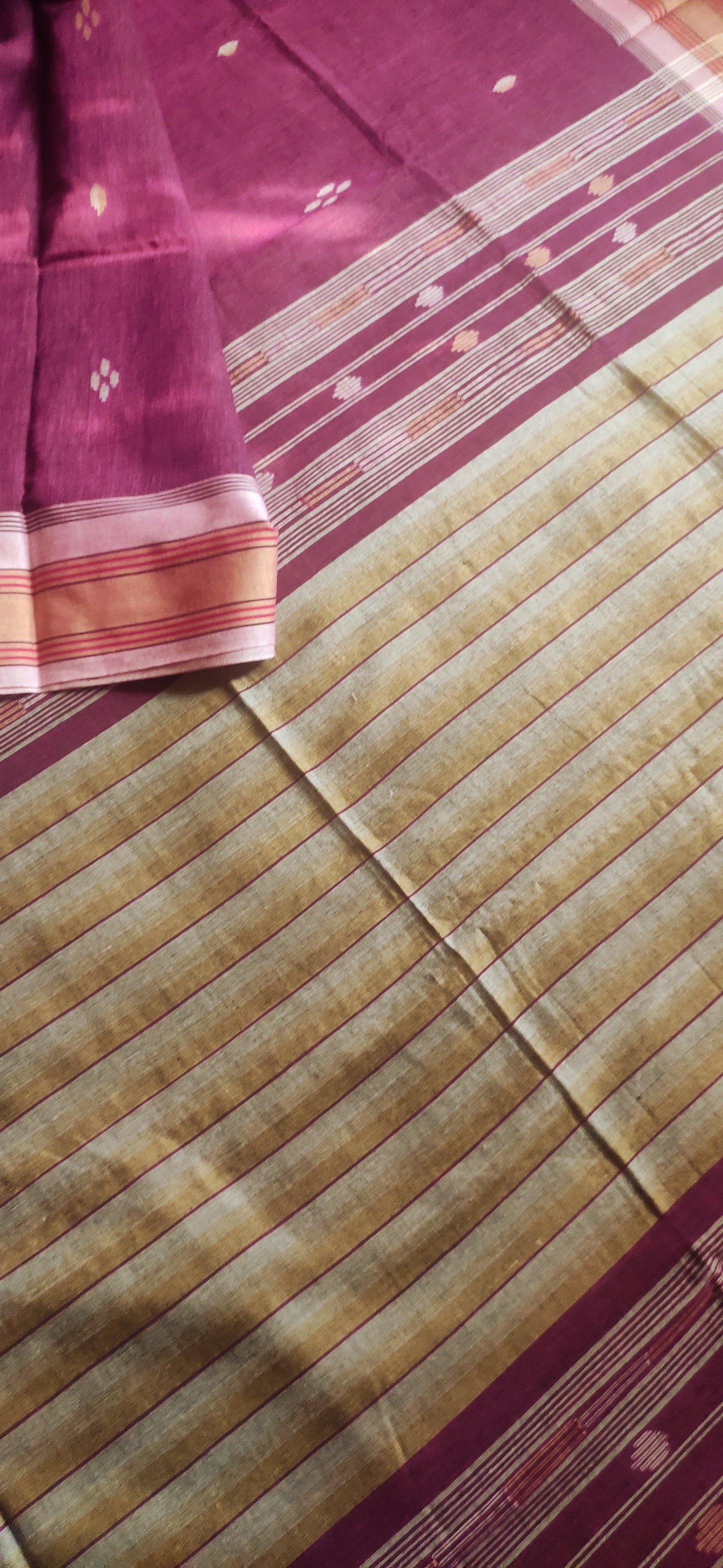 Rekhashree – Wine Purple Handloom Khadi Cotton Saree