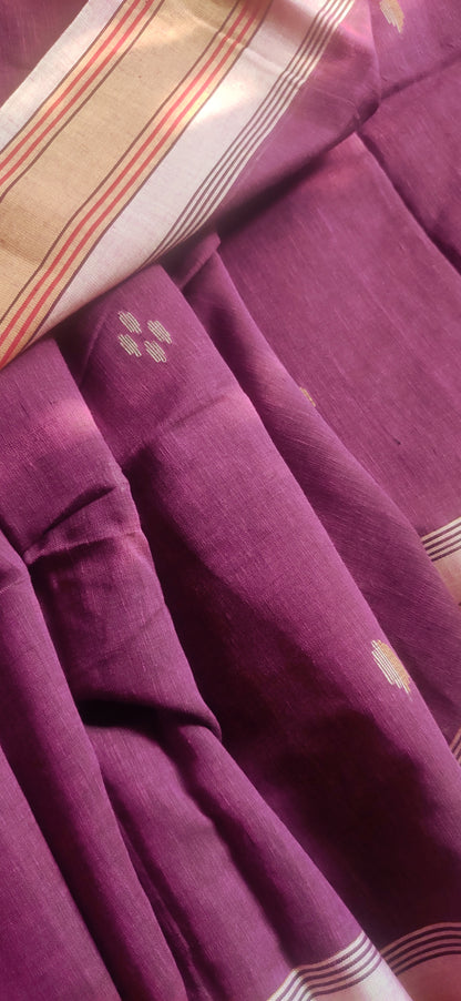 Rekhashree – Wine Purple Handloom Khadi Cotton Saree
