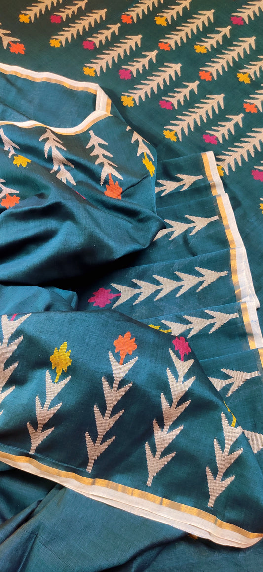 Mrinal – Sea Green Dhan Siri Cotton Saree