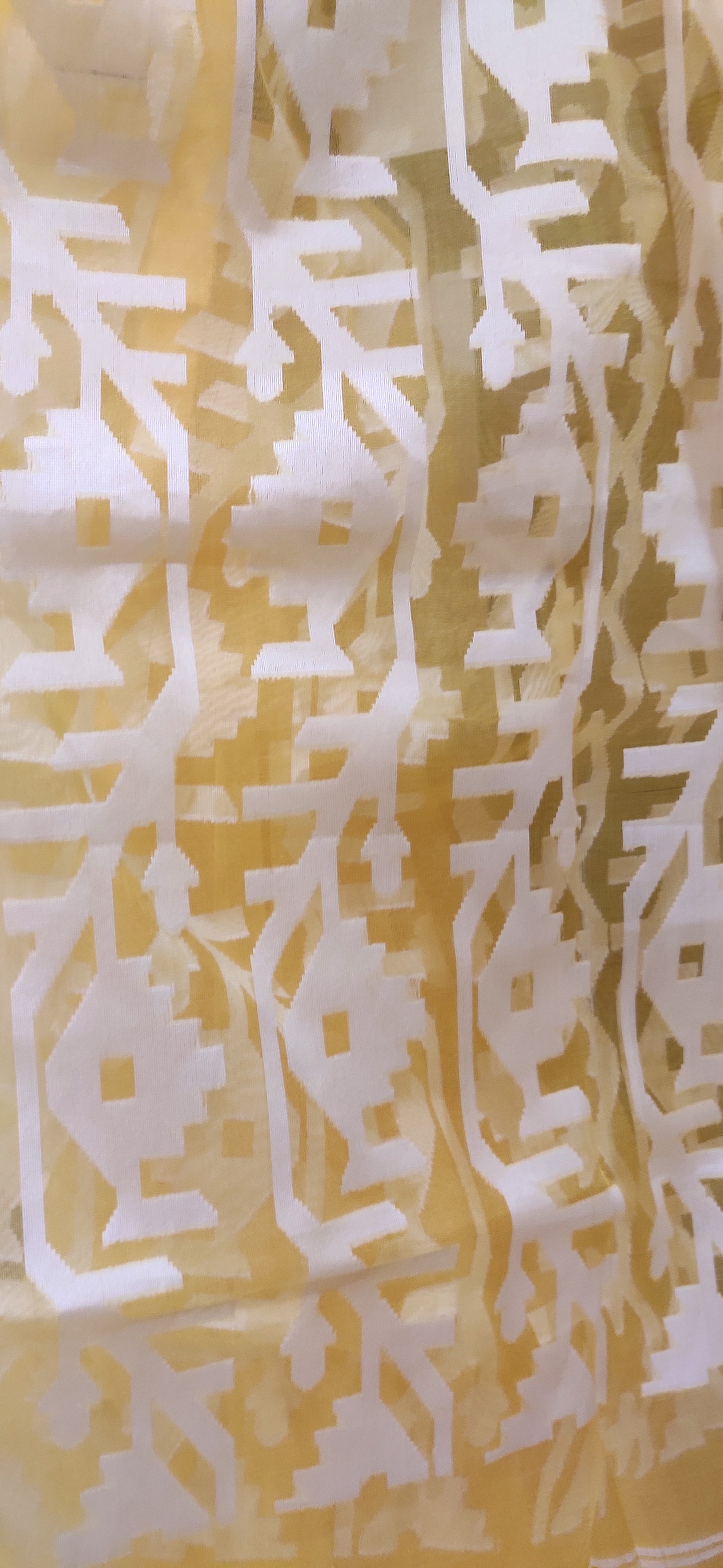 Yellow Karat Muslin Jamdani Saree