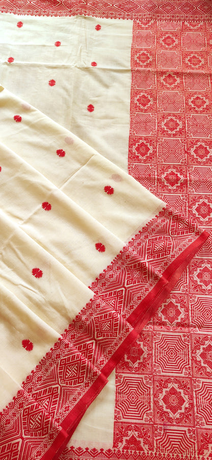 Aabha – Off-White Pure Cotton Saree