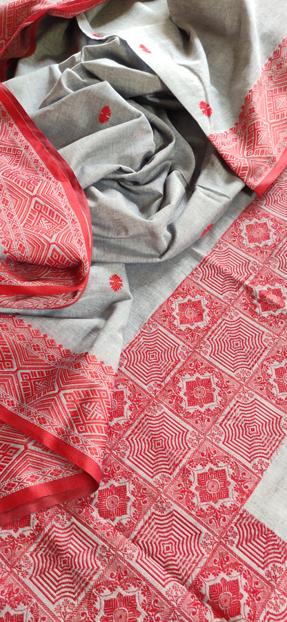 Nirja – Grey Pure Cotton Saree