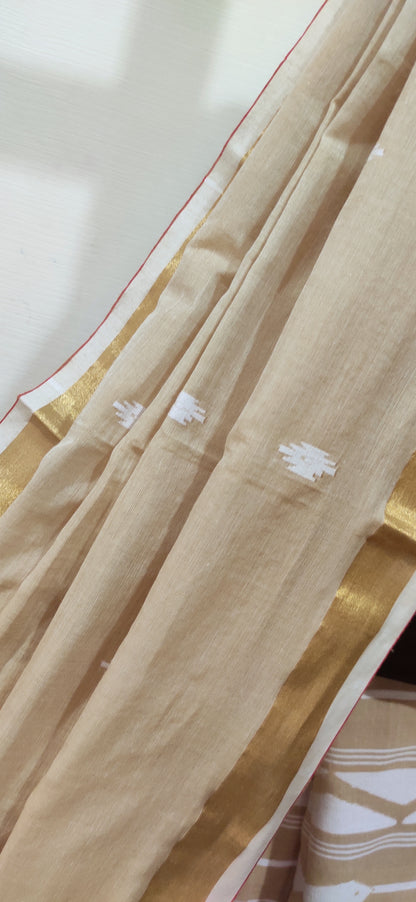 Anvika – Sandal Gold Classic Cotton Handloom Saree