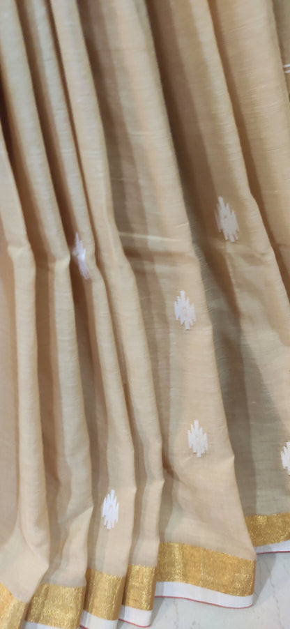 Anvika – Sandal Gold Classic Cotton Handloom Saree