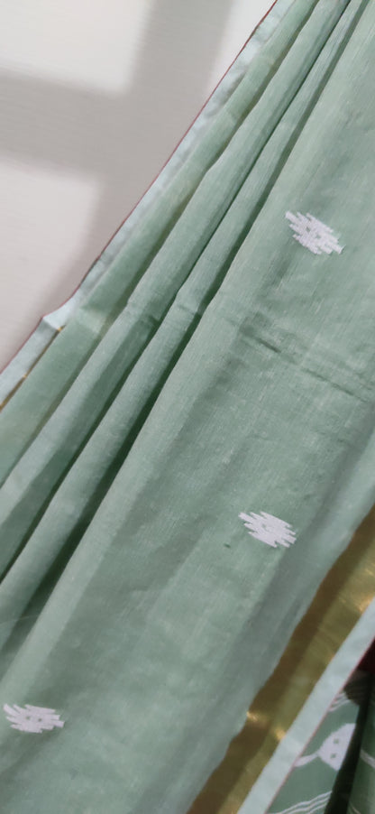 Anvika – Sage Green Cotton Handloom Saree