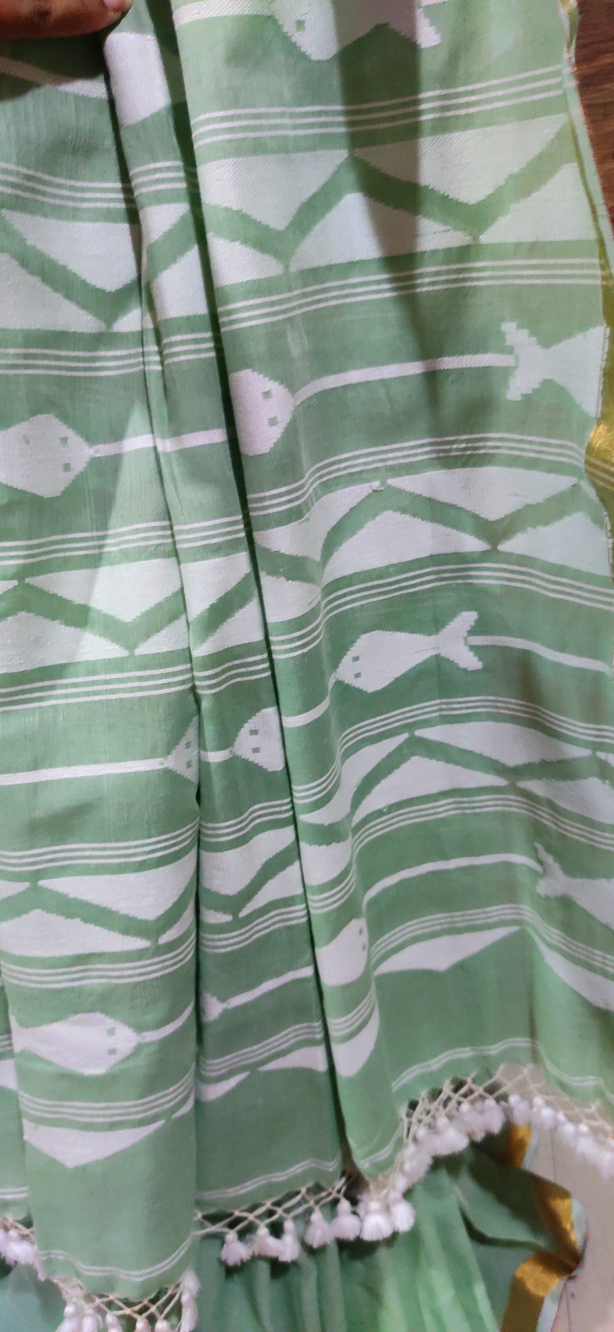 Anvika – Sage Green Cotton Handloom Saree