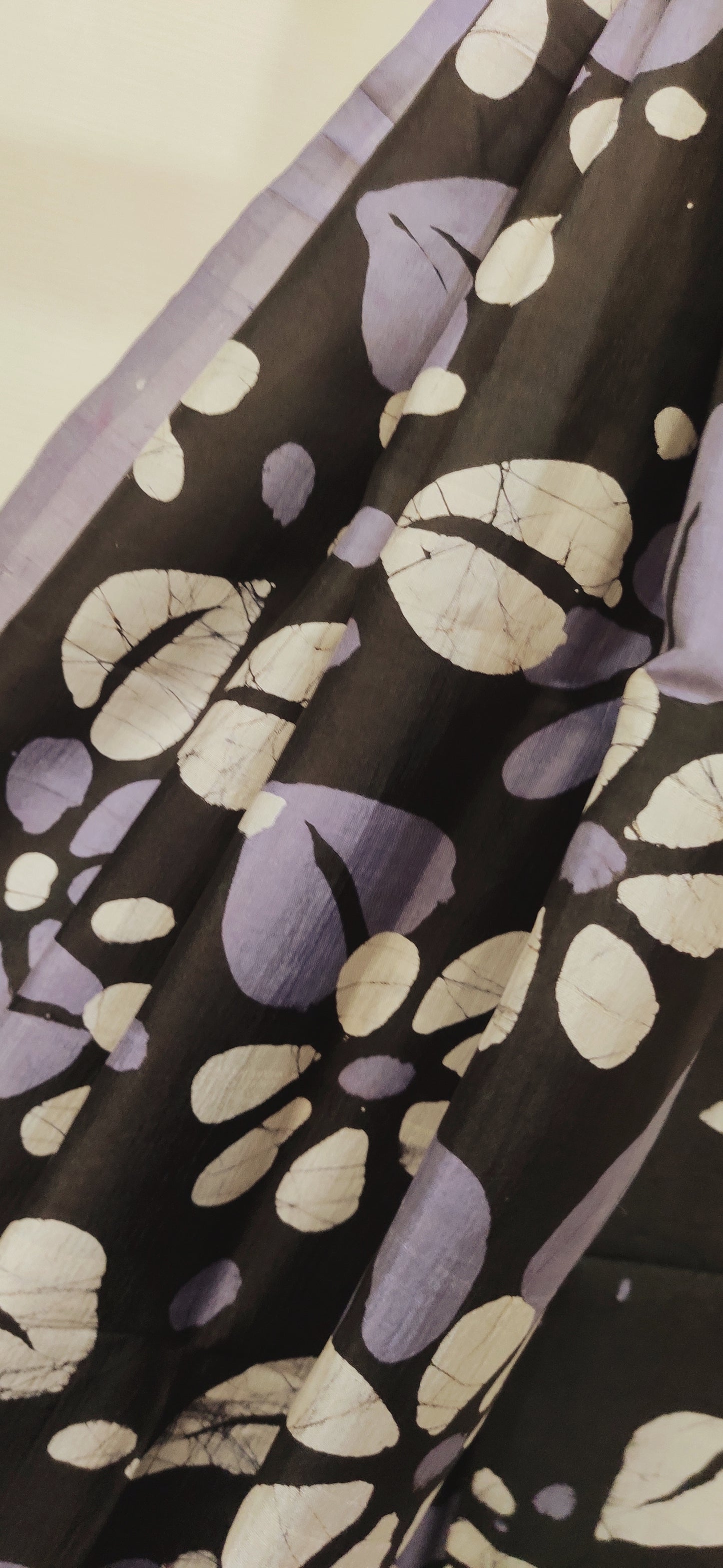 Floral Sandy Blue Hand Batik Pure Silk Saree