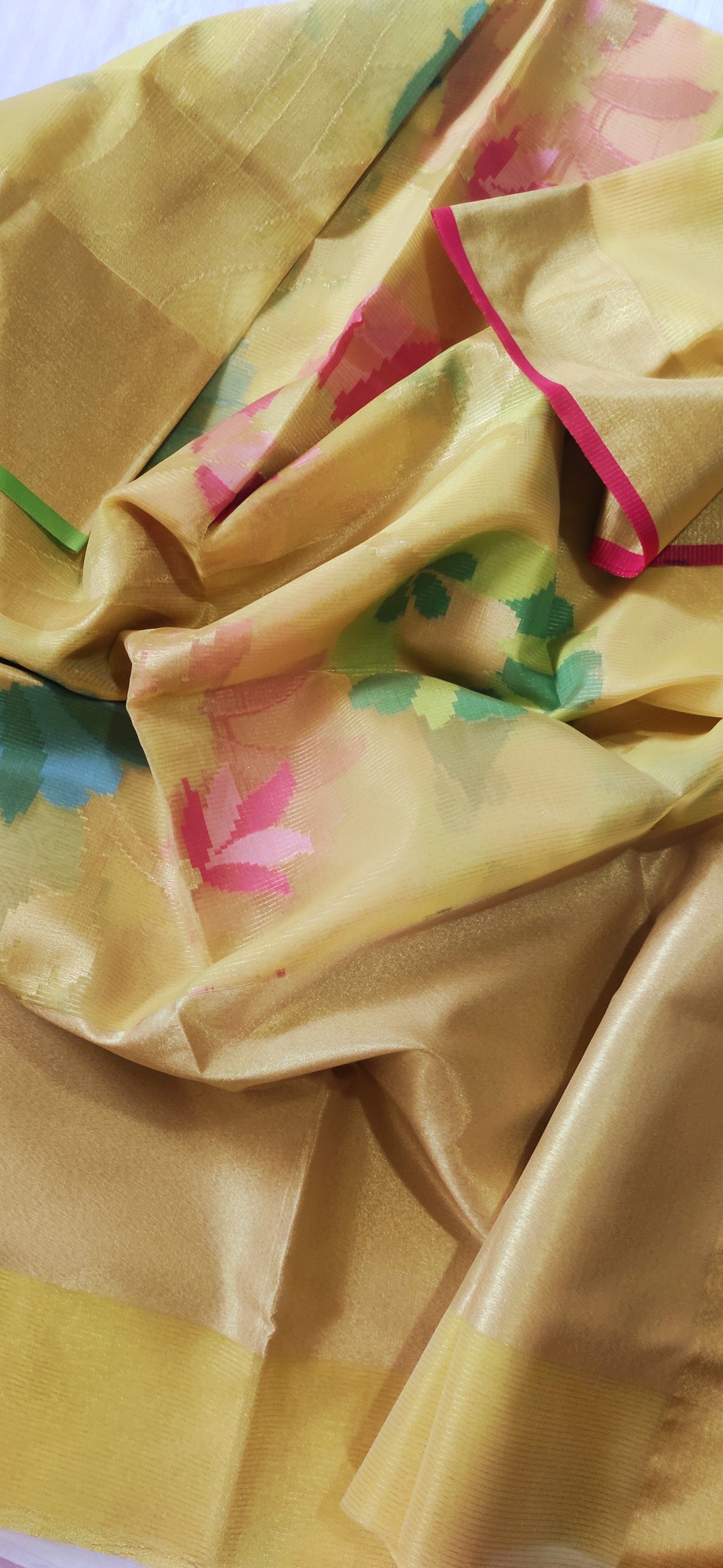 Aabha – Golden Organza Silk Saree