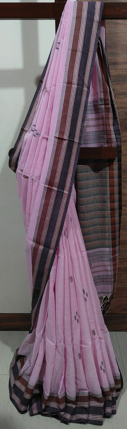 Rekhashree – Soft Baby Pink Handloom Khadi Cotton Saree