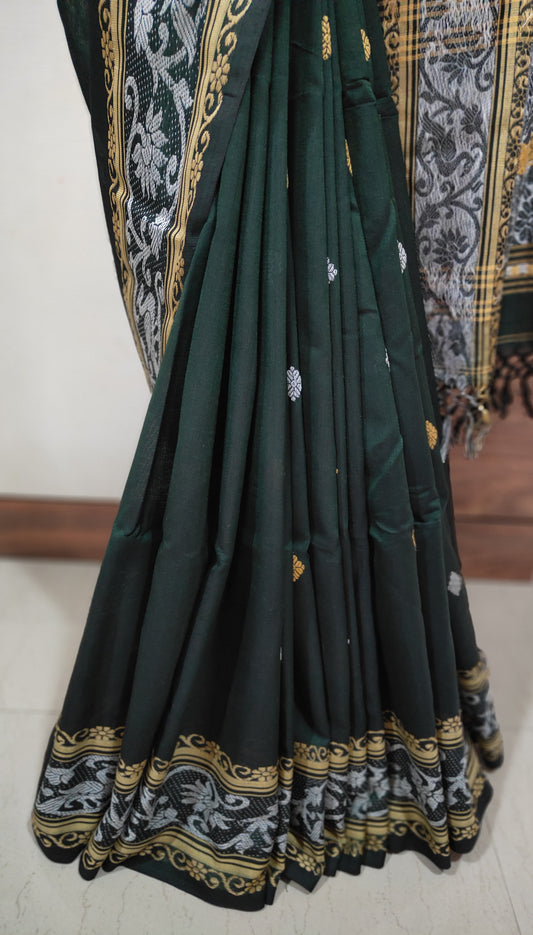 Aarika – Forest Green Rich Cotton Saree