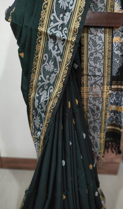 Aarika – Forest Green Rich Cotton Saree