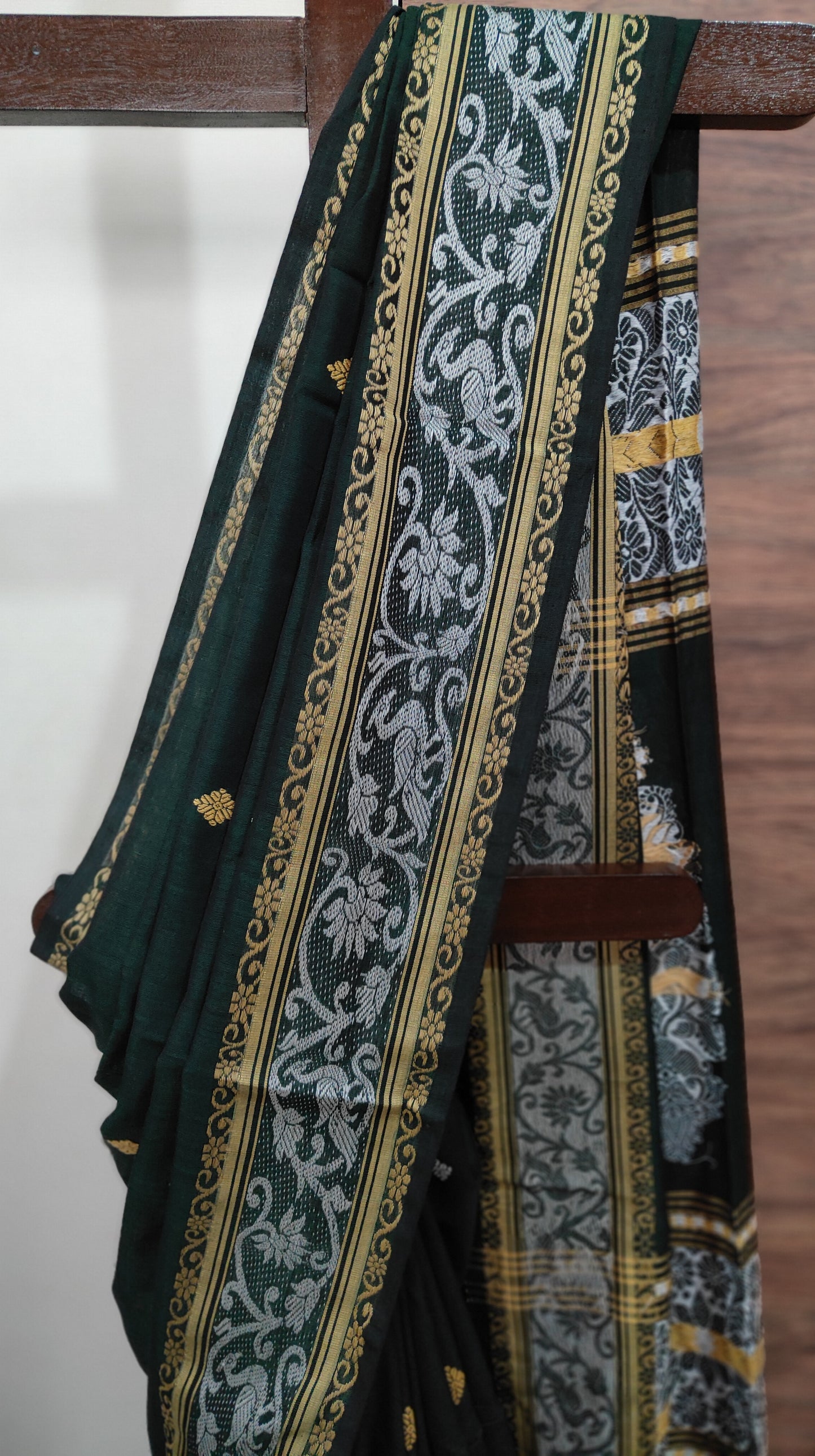 Aarika – Forest Green Rich Cotton Saree